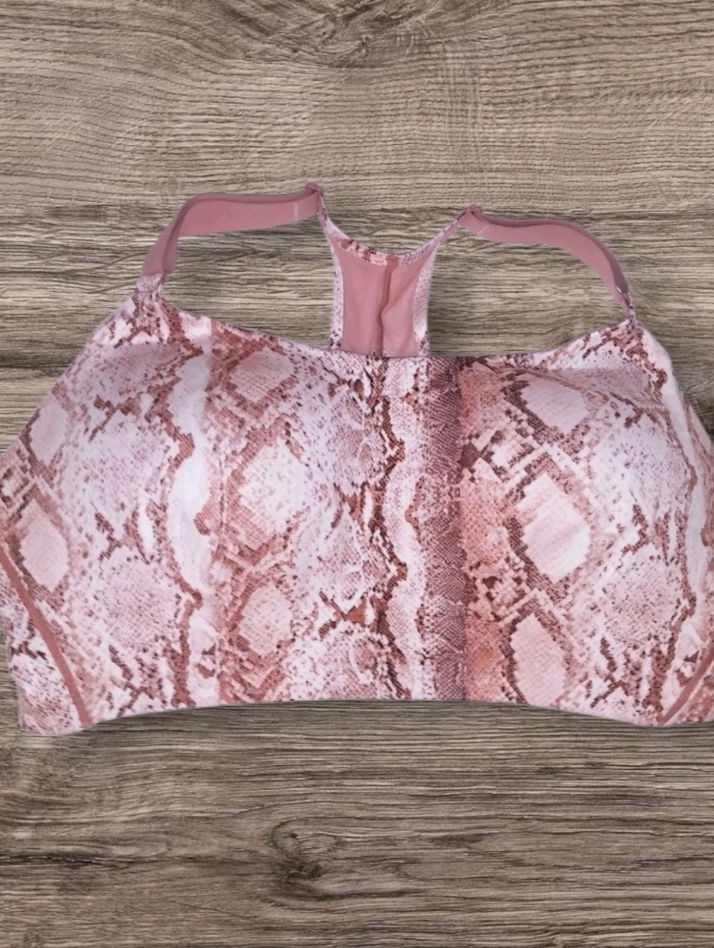 Victoria Secret Sports Bra Incredible Snakeskin Print Pink Brown Animal Lined